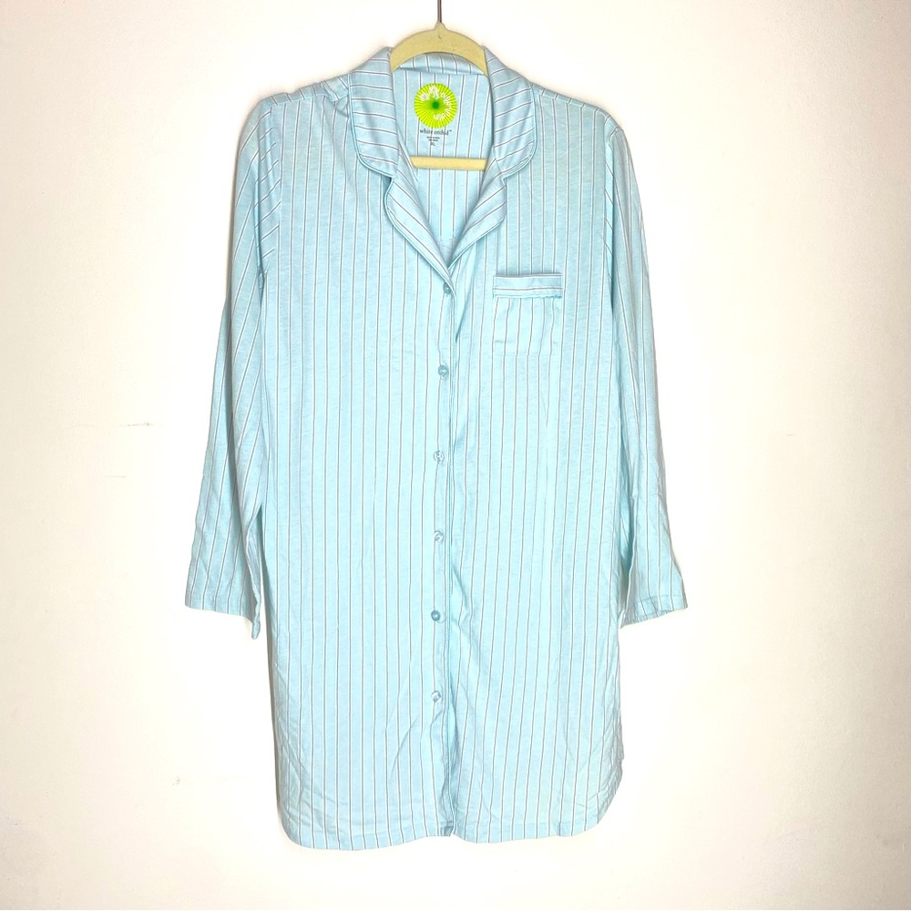 White Orchid stripped long sleeve pajama shirt